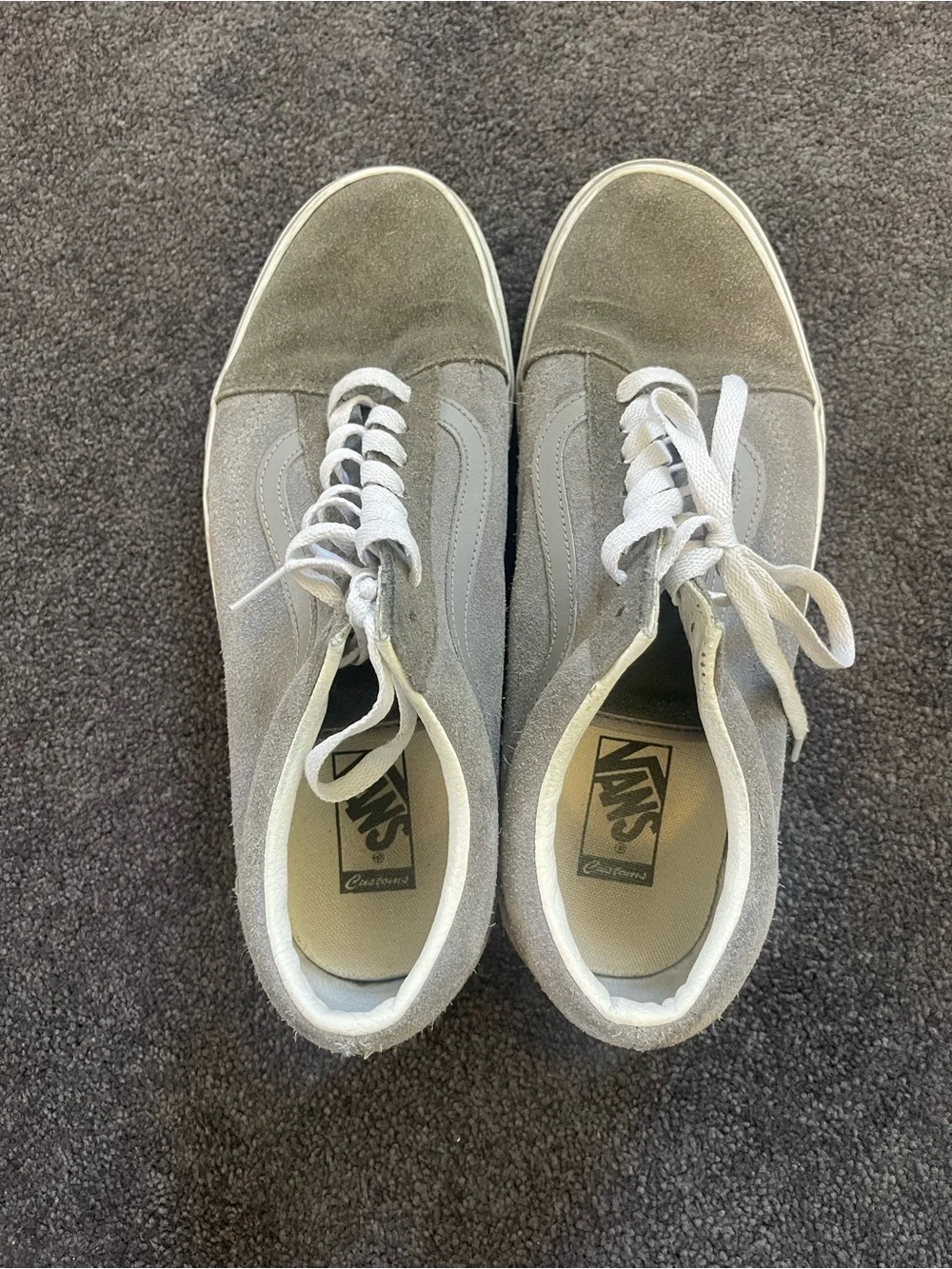 Vans Men's Low-Top Suede Sneakers in Light Gray and White